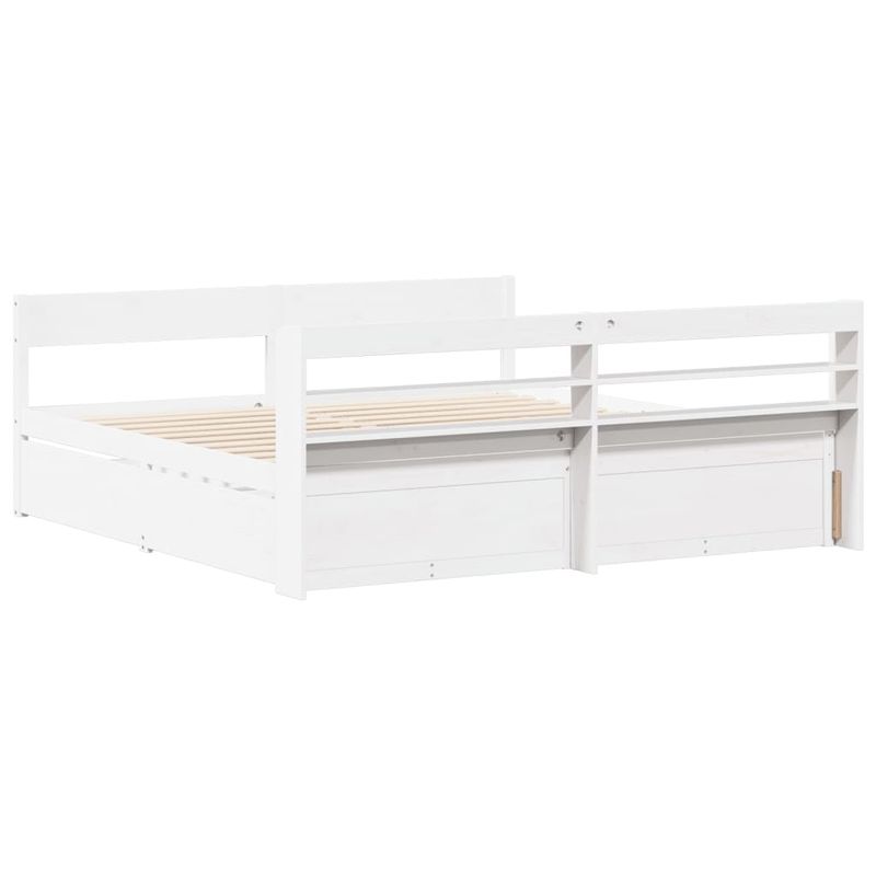 Casa si Gradina - Mobilier - Paturi si accesorii - Paturi - Cadru de pat fara saltea, alb, 200x200 cm, lemn masiv pin - Infinity.ro
