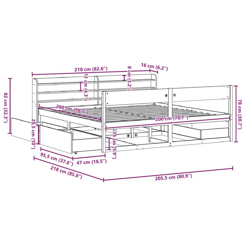 Casa si Gradina - Mobilier - Paturi si accesorii - Paturi - Cadru de pat fara saltea, alb, 200x200 cm, lemn masiv pin - Infinity.ro