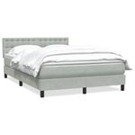 Casa si Gradina - Mobilier - Paturi si accesorii - Paturi - Pat box spring cu saltea, gri deschis, 160x220 cm, catifea - Infinity.ro
