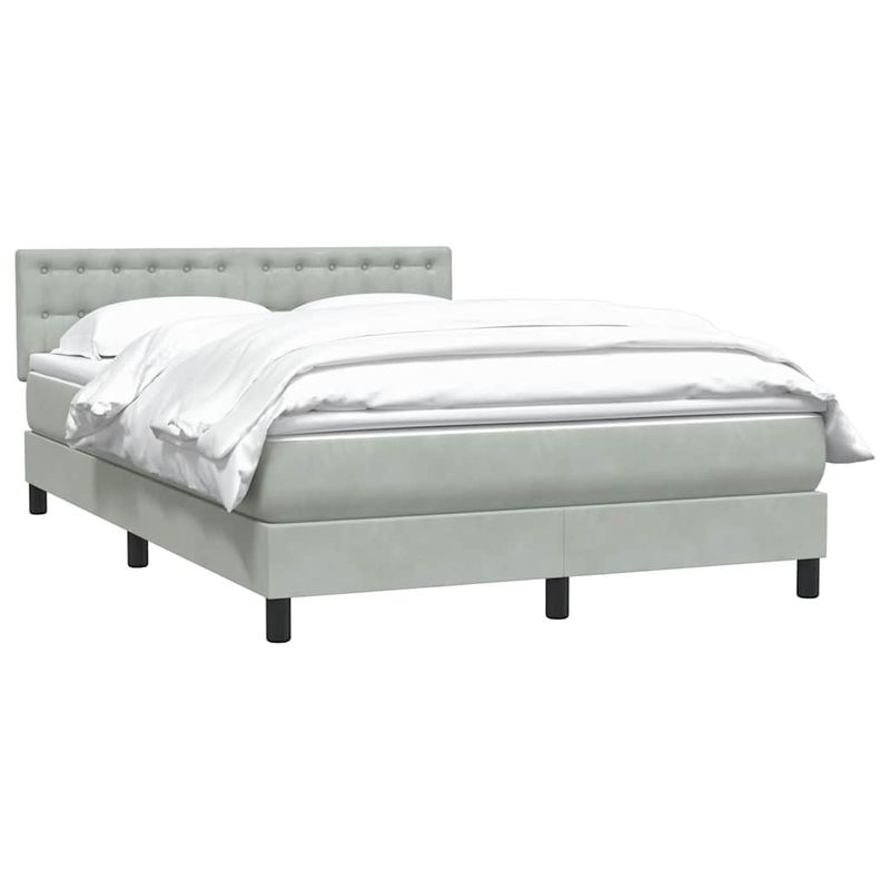 Casa si Gradina - Mobilier - Paturi si accesorii - Paturi - Pat box spring cu saltea, gri deschis, 160x220 cm, catifea - Infinity.ro
