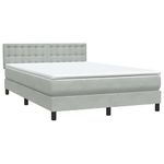 Casa si Gradina - Mobilier - Paturi si accesorii - Paturi - Pat box spring cu saltea, gri deschis, 160x220 cm, catifea - Infinity.ro