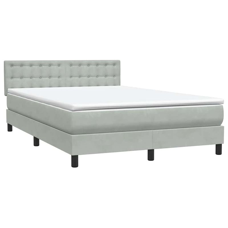 Casa si Gradina - Mobilier - Paturi si accesorii - Paturi - Pat box spring cu saltea, gri deschis, 160x220 cm, catifea - Infinity.ro