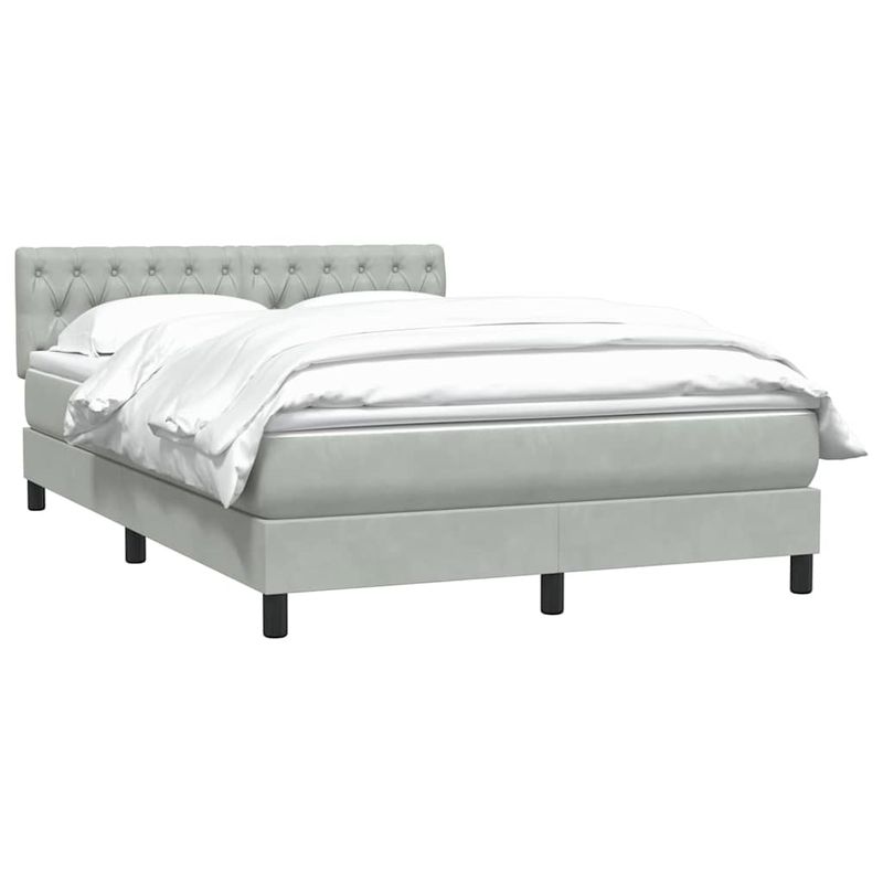 Casa si Gradina - Mobilier - Paturi si accesorii - Paturi - Pat box spring cu saltea, gri deschis, 160x210 cm, catifea - Infinity.ro