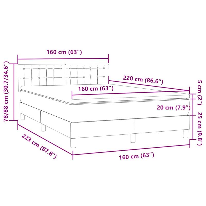 Casa si Gradina - Mobilier - Paturi si accesorii - Paturi - Pat box spring cu saltea, gri deschis, 160x220 cm, catifea - Infinity.ro