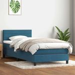 Casa si Gradina - Mobilier - Paturi si accesorii - Paturi - Pat box spring cu saltea, albastru inchis, 80x210 cm, catifea - Infinity.ro