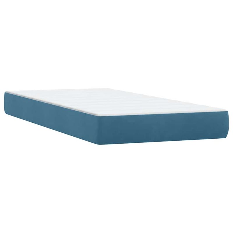 Casa si Gradina - Mobilier - Paturi si accesorii - Paturi - Pat box spring cu saltea, albastru inchis, 80x210 cm, catifea - Infinity.ro