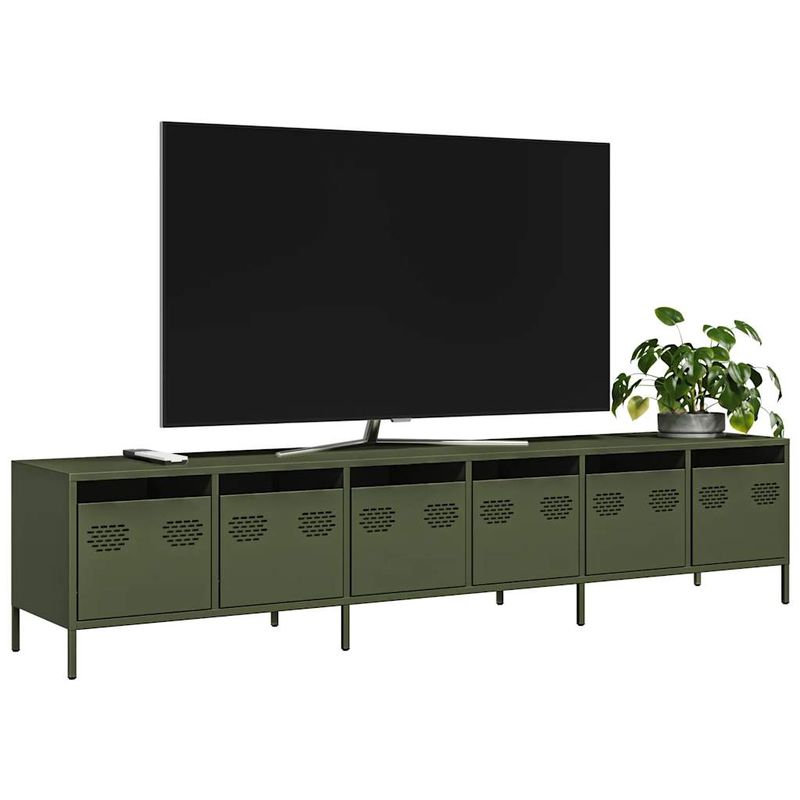 Casa si Gradina - Mobilier - Comode si corpuri - Comode - Dulap TV, verde masliniu, 202x39x43,5 cm, otel laminat la rece - Infinity.ro