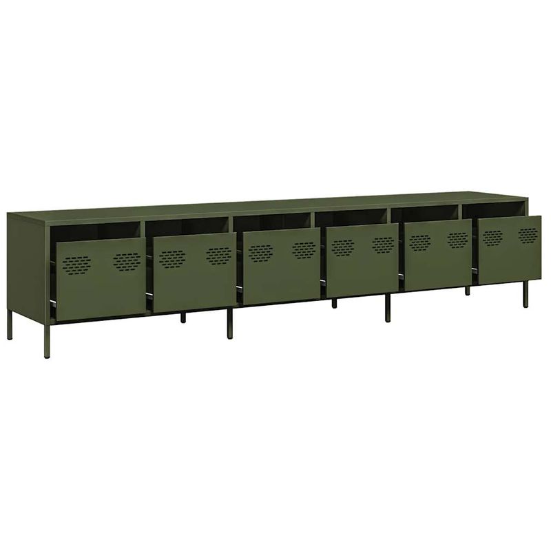 Casa si Gradina - Mobilier - Comode si corpuri - Comode - Dulap TV, verde masliniu, 202x39x43,5 cm, otel laminat la rece - Infinity.ro