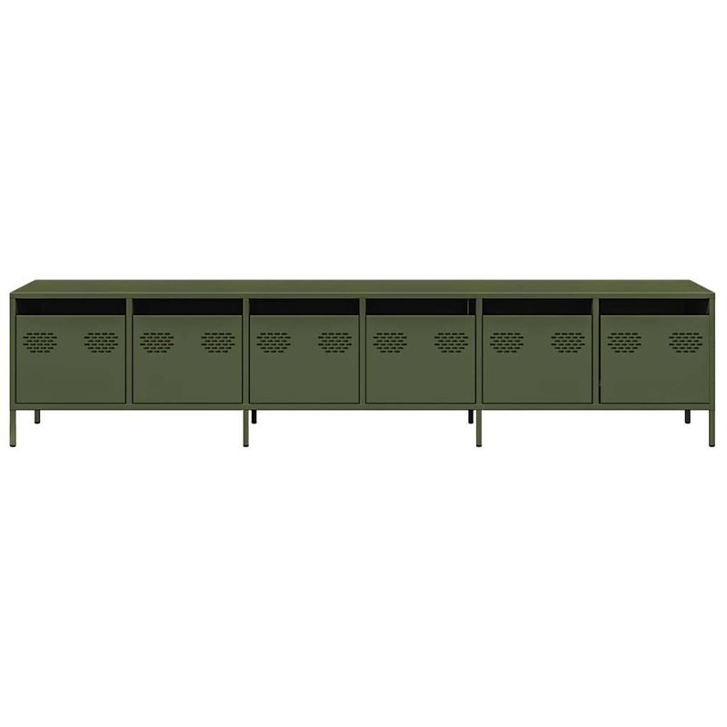 Casa si Gradina - Mobilier - Comode si corpuri - Comode - Dulap TV, verde masliniu, 202x39x43,5 cm, otel laminat la rece - Infinity.ro