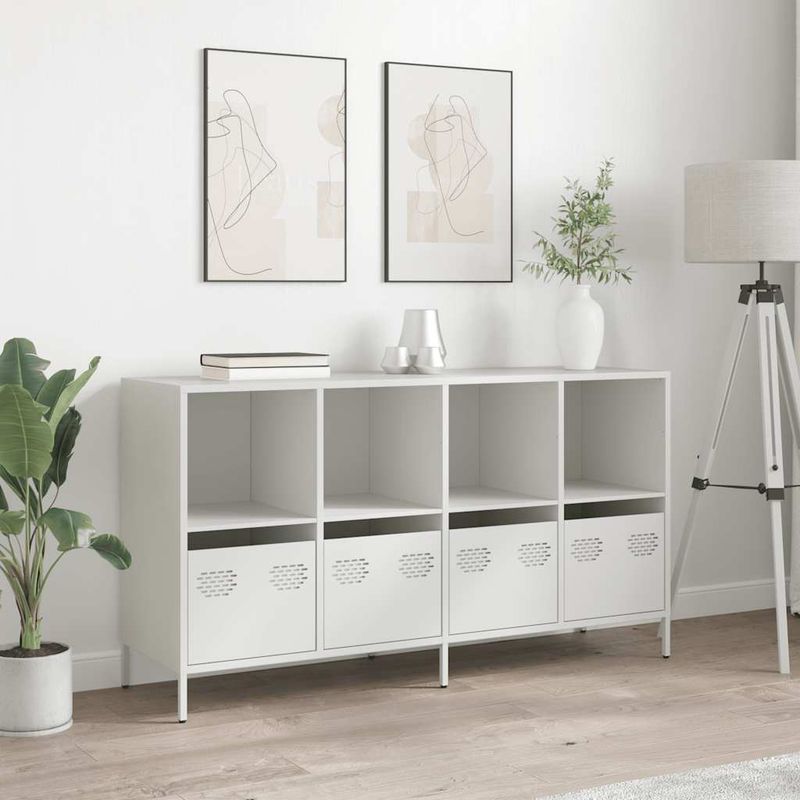 Casa si Gradina - Mobilier - Comode si corpuri - Comode - Dulap, alb, 135x39x73,5 cm, otel laminat la rece - Infinity.ro