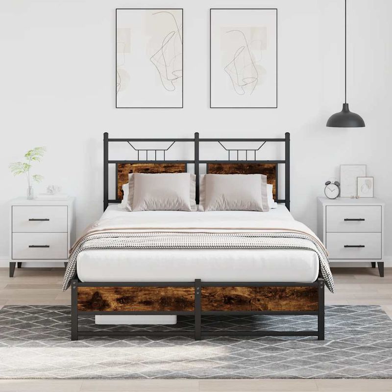 Casa si Gradina - Mobilier - Paturi si accesorii - Paturi - Cadru pat fara saltea stejar fumuriu 120x190 cm, lemn prelucrat - Infinity.ro