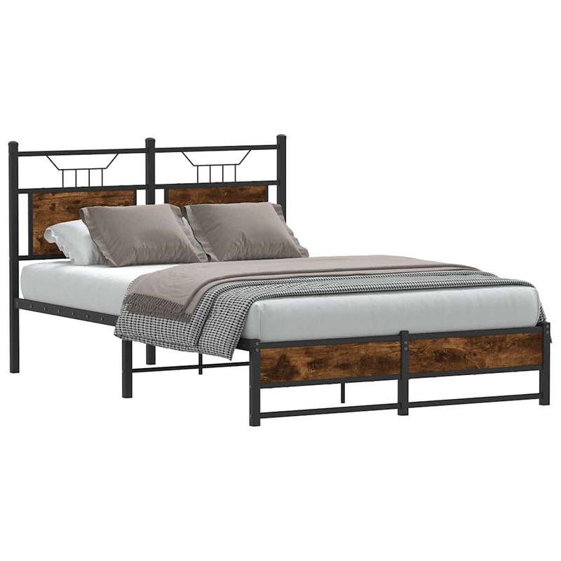 Casa si Gradina - Mobilier - Paturi si accesorii - Paturi - Cadru pat fara saltea stejar fumuriu 120x190 cm, lemn prelucrat - Infinity.ro