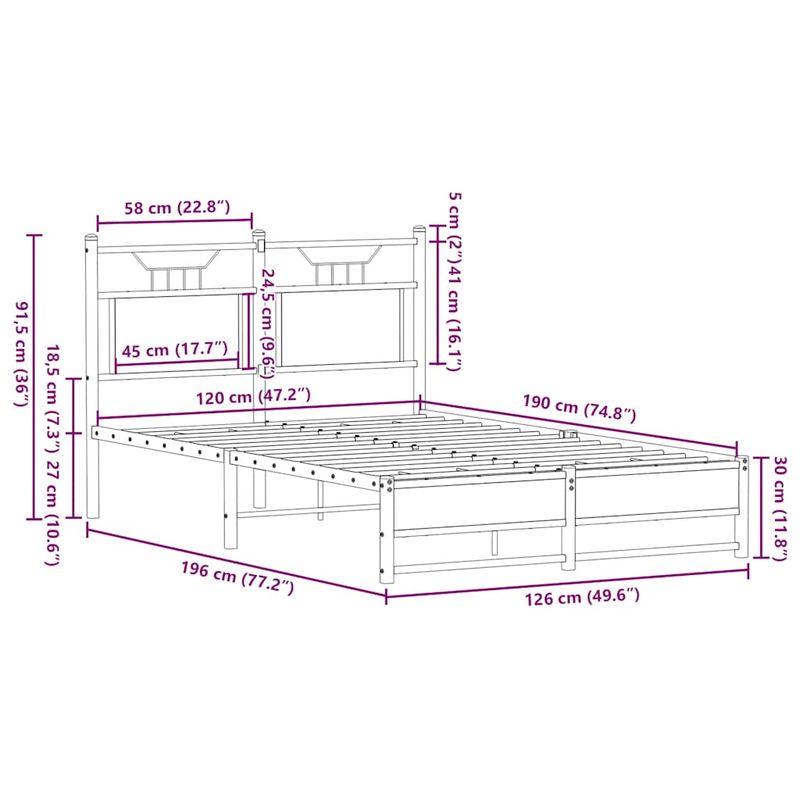 Casa si Gradina - Mobilier - Paturi si accesorii - Paturi - Cadru pat fara saltea stejar fumuriu 120x190 cm, lemn prelucrat - Infinity.ro