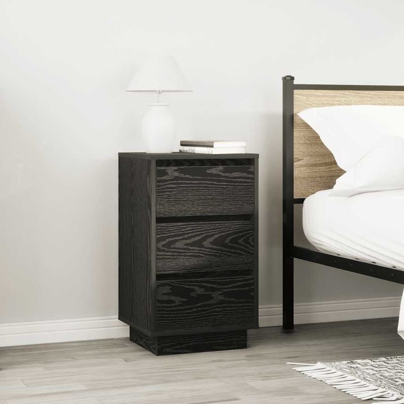 Casa si Gradina - Mobilier - Comode si corpuri - Noptiere - Noptiera cu lumini LED Negru 38x34x65 cm - Infinity.ro