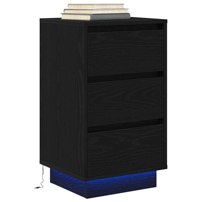 Casa si Gradina - Mobilier - Comode si corpuri - Noptiere - Noptiera cu lumini LED Negru 38x34x65 cm - Infinity.ro