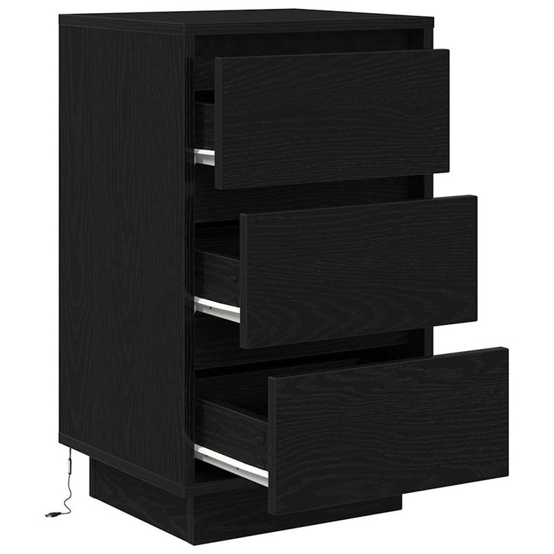 Casa si Gradina - Mobilier - Comode si corpuri - Noptiere - Noptiera cu lumini LED Negru 38x34x65 cm - Infinity.ro