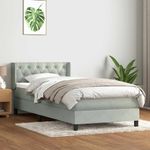 Casa si Gradina - Mobilier - Paturi si accesorii - Paturi - Pat box spring cu saltea, gri deschis, 80x210 cm, catifea - Infinity.ro