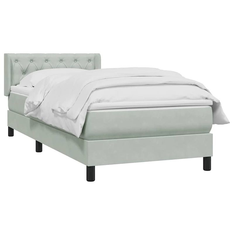 Casa si Gradina - Mobilier - Paturi si accesorii - Paturi - Pat box spring cu saltea, gri deschis, 80x210 cm, catifea - Infinity.ro