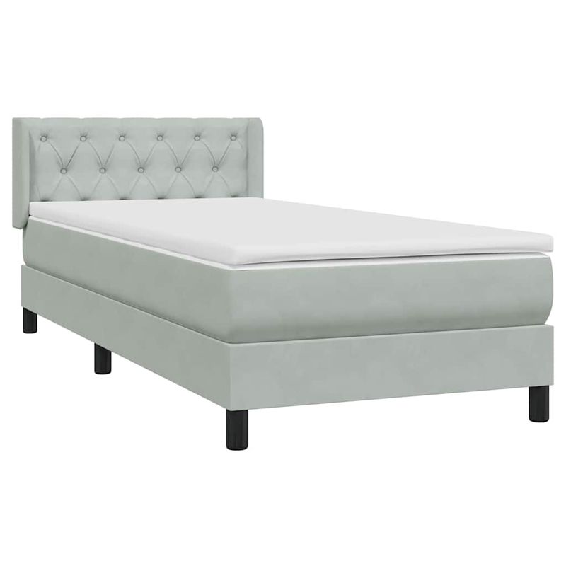 Casa si Gradina - Mobilier - Paturi si accesorii - Paturi - Pat box spring cu saltea, gri deschis, 80x210 cm, catifea - Infinity.ro