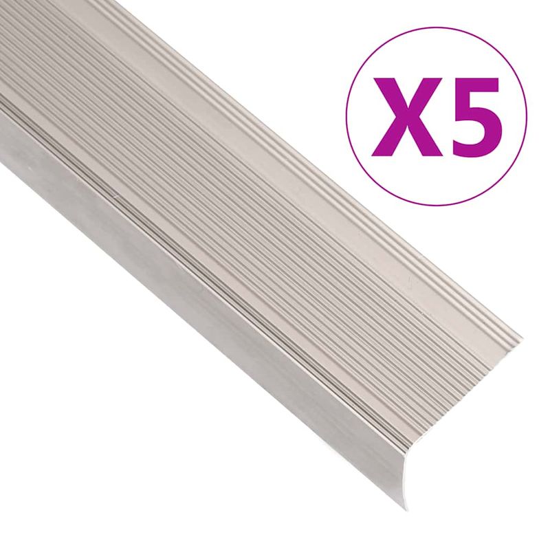 Casa si Gradina - Constructii - Scari si accesorii interioare - Scari lemn - Profile trepte in forma de L, 5 buc. sampanie 100 cm aluminiu - Infinity.ro