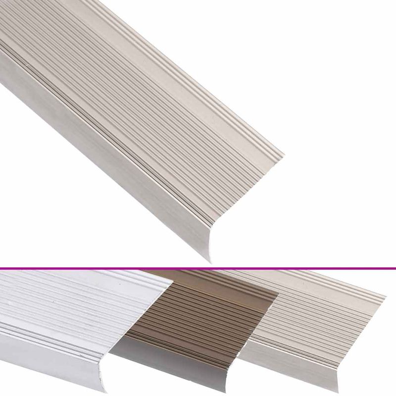 Casa si Gradina - Constructii - Scari si accesorii interioare - Scari lemn - Profile trepte in forma de L, 5 buc. sampanie 100 cm aluminiu - Infinity.ro