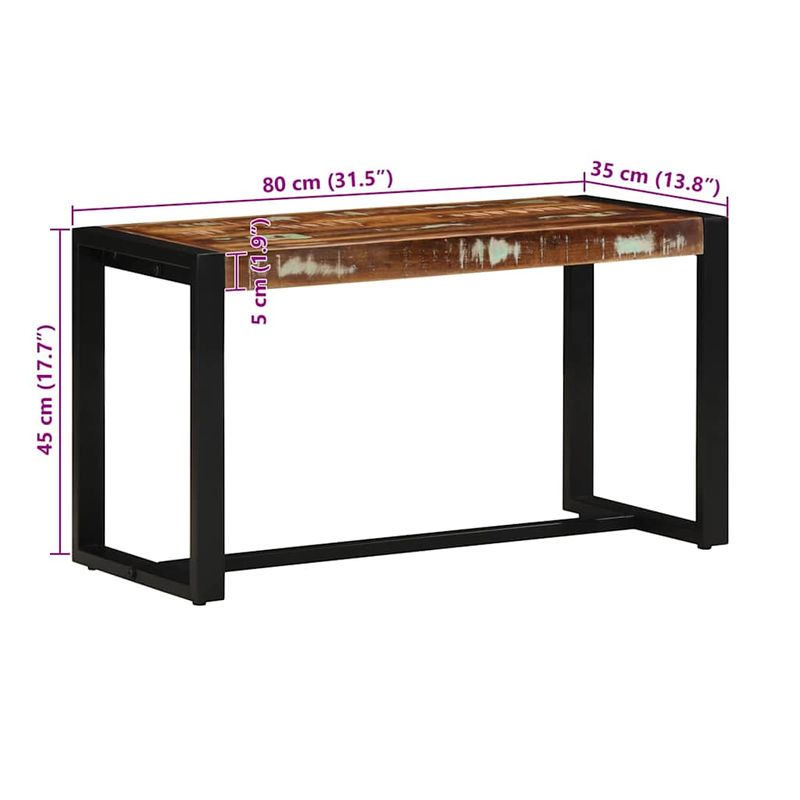 Casa si Gradina - Mobilier - Canapele si coltare - Banchete - Banca multicolora 80x35x45 cm lemn masiv recuperat - Infinity.ro