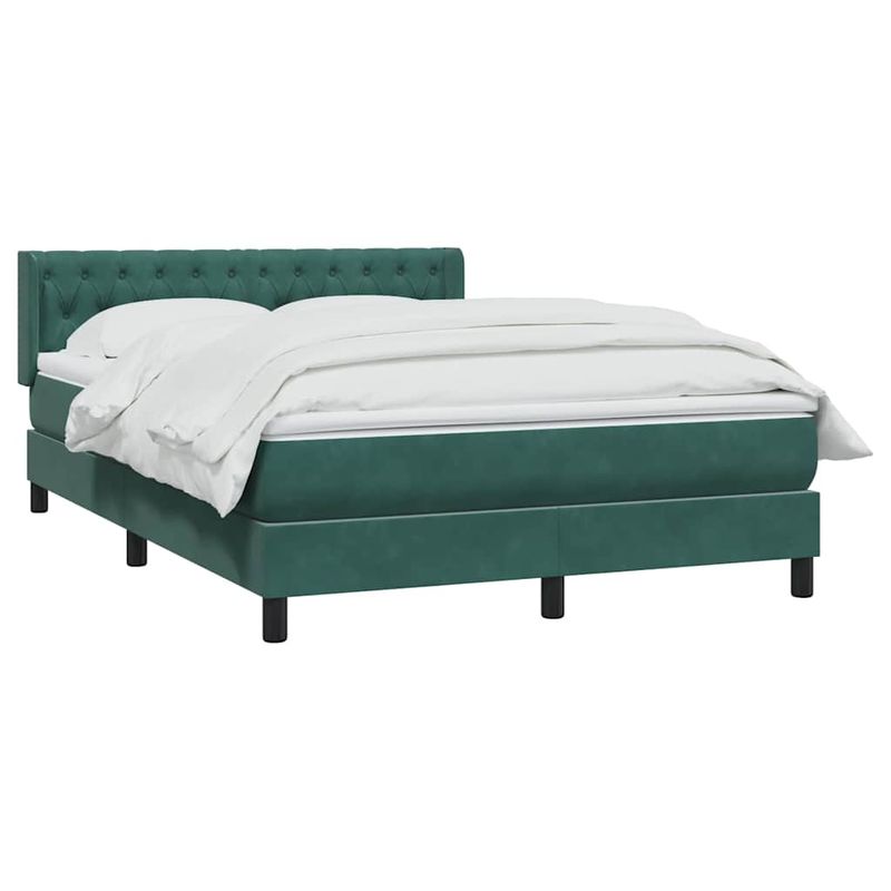 Casa si Gradina - Mobilier - Paturi si accesorii - Paturi - Pat box spring cu saltea, verde inchis, 160x210 cm, catifea - Infinity.ro