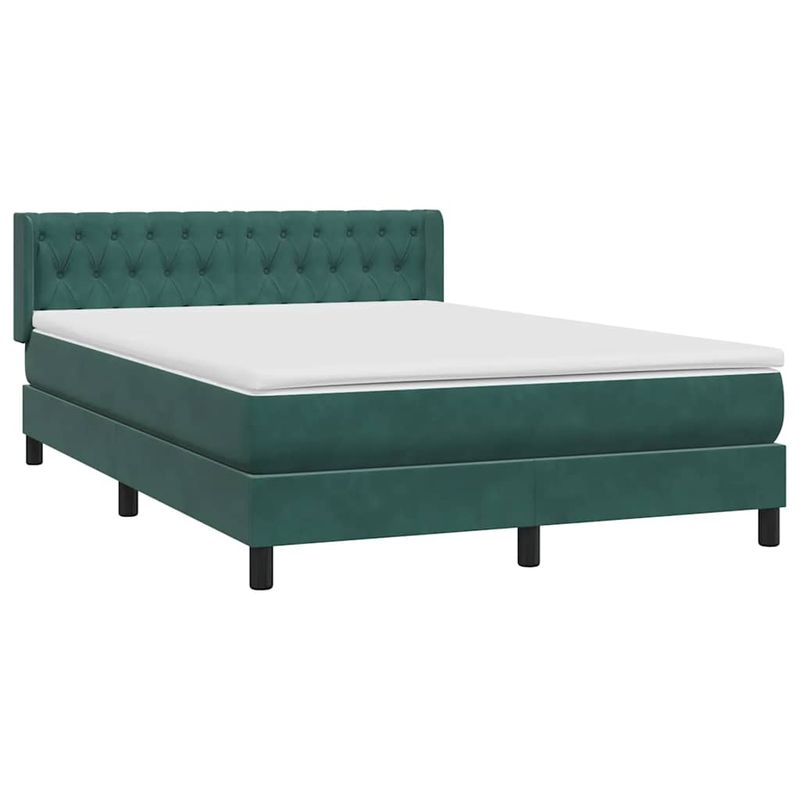 Casa si Gradina - Mobilier - Paturi si accesorii - Paturi - Pat box spring cu saltea, verde inchis, 160x210 cm, catifea - Infinity.ro