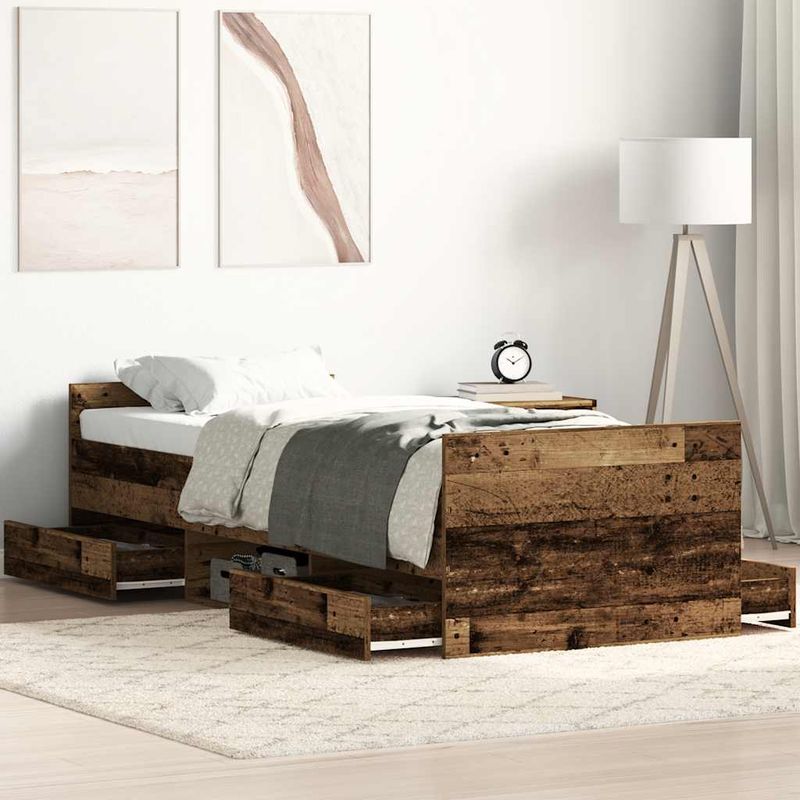 Casa si Gradina - Mobilier - Paturi si accesorii - Paturi - Cadru de pat fara saltea Lemn vechi 90x200cm Lemn prelucrat - Infinity.ro