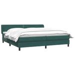 Casa si Gradina - Mobilier - Paturi si accesorii - Paturi - Pat cu arcuri cu saltele verde inchis 180x220 cm catifea, model unică și cuie de tapițerie - Infinity.ro