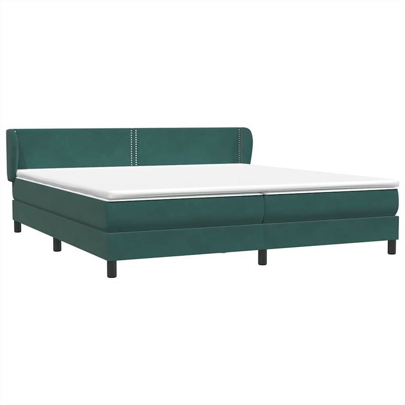 Casa si Gradina - Mobilier - Paturi si accesorii - Paturi - Pat cu arcuri cu saltele verde inchis 180x220 cm catifea, model unică și cuie de tapițerie - Infinity.ro