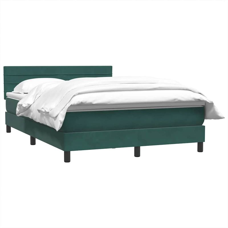 Casa si Gradina - Mobilier - Paturi si accesorii - Paturi - Pat box spring cu saltea, verde inchis, 160x210 cm, catifea - Infinity.ro