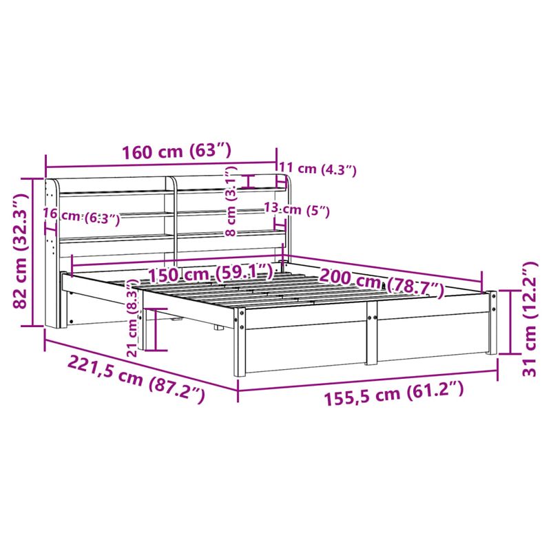 Casa si Gradina - Mobilier - Paturi si accesorii - Paturi - Cadru de pat cu tablie, alb, 150x200 cm lemn masiv pin - Infinity.ro