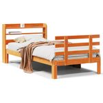 Casa si Gradina - Mobilier - Paturi si accesorii - Paturi - Cadru de pat cu tablie, maro ceruit, 100x200 cm, lemn masiv pin - Infinity.ro