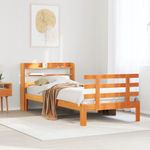 Casa si Gradina - Mobilier - Paturi si accesorii - Paturi - Cadru de pat cu tablie, maro ceruit, 100x200 cm, lemn masiv pin - Infinity.ro