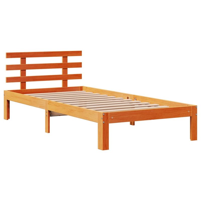 Casa si Gradina - Mobilier - Paturi si accesorii - Paturi - Cadru de pat cu tablie, maro ceruit, 100x200 cm, lemn masiv pin - Infinity.ro