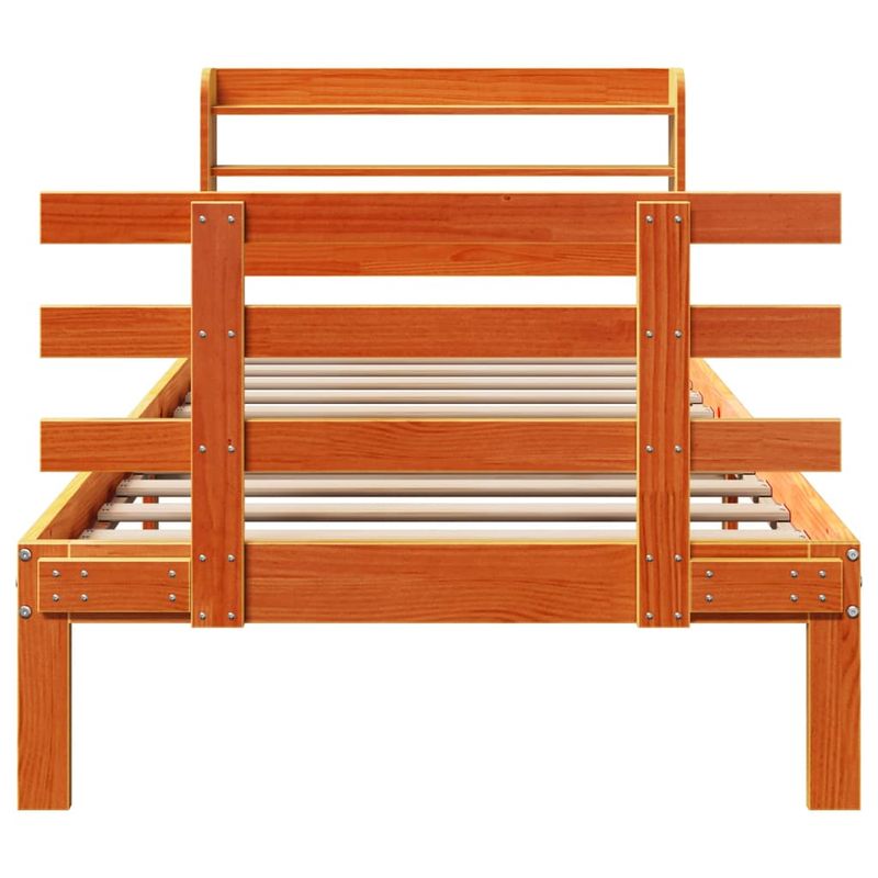 Casa si Gradina - Mobilier - Paturi si accesorii - Paturi - Cadru de pat cu tablie, maro ceruit, 100x200 cm, lemn masiv pin - Infinity.ro
