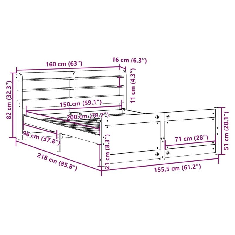 Casa si Gradina - Mobilier - Paturi si accesorii - Paturi - Cadru de pat cu tablie, 150x200 cm lemn masiv pin - Infinity.ro