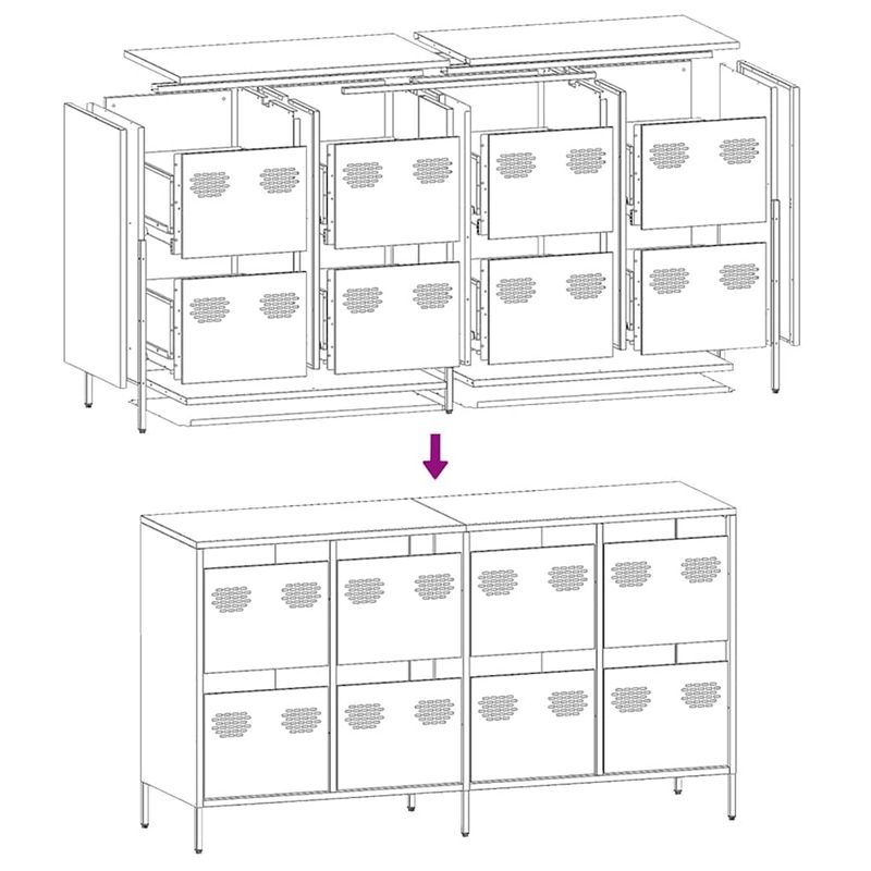 Casa si Gradina - Mobilier - Comode si corpuri - Comode - Dulap, roz, 135x39x73,5 cm, otel laminat la rece - Infinity.ro