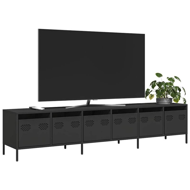 Casa si Gradina - Mobilier - Comode si corpuri - Comode - Dulap TV, negru, 202x39x43,5 cm, otel laminat la rece - Infinity.ro