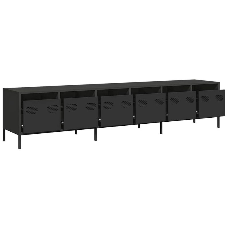 Casa si Gradina - Mobilier - Comode si corpuri - Comode - Dulap TV, negru, 202x39x43,5 cm, otel laminat la rece - Infinity.ro