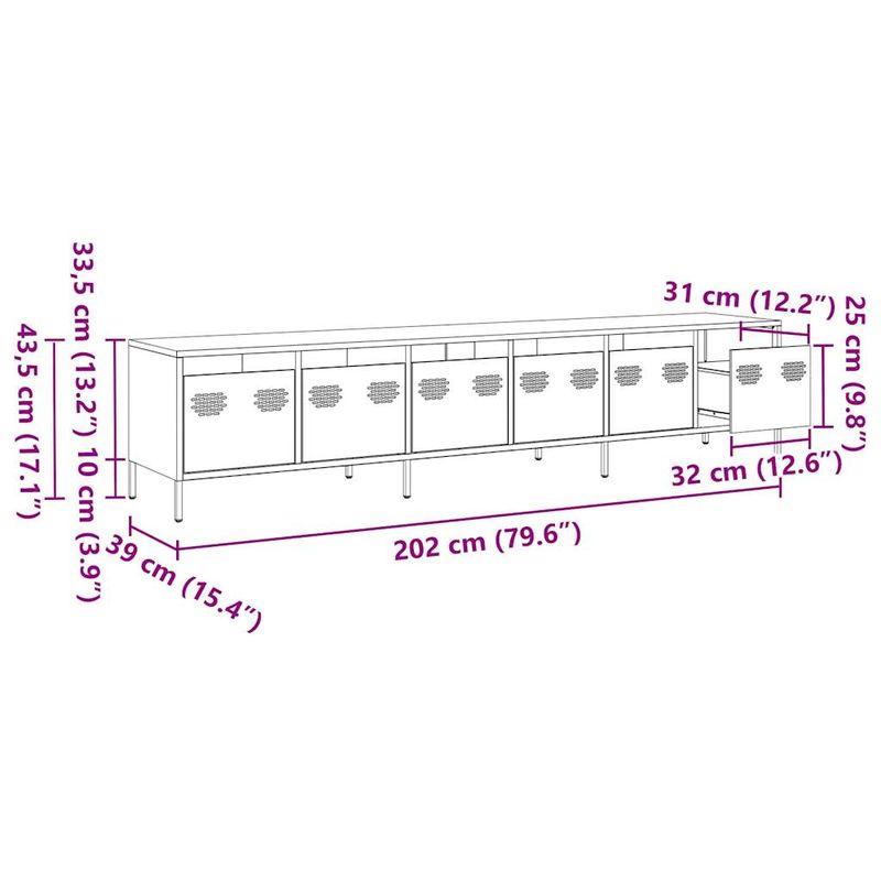 Casa si Gradina - Mobilier - Comode si corpuri - Comode - Dulap TV, negru, 202x39x43,5 cm, otel laminat la rece - Infinity.ro