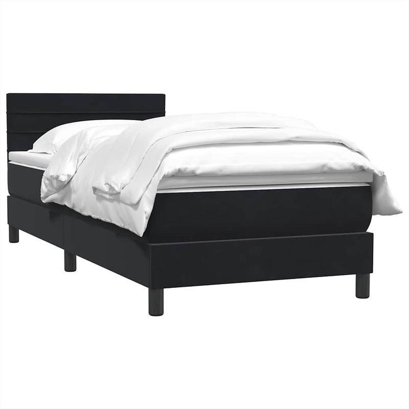 Casa si Gradina - Mobilier - Paturi si accesorii - Paturi - Pat box spring cu saltea, negru, 90x210 cm, catifea - Infinity.ro