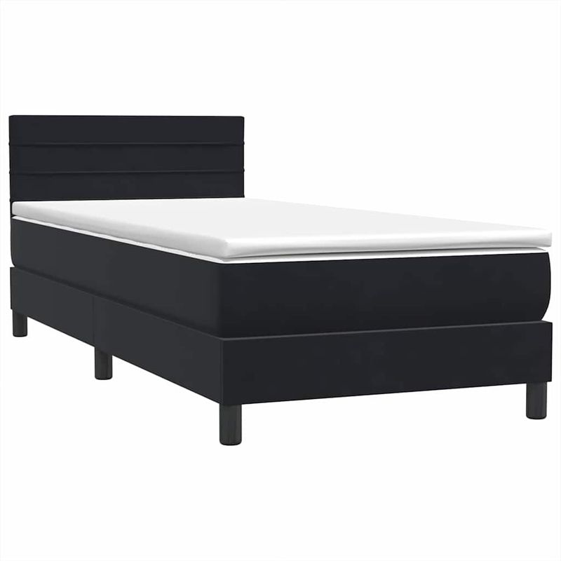 Casa si Gradina - Mobilier - Paturi si accesorii - Paturi - Pat box spring cu saltea, negru, 90x210 cm, catifea - Infinity.ro