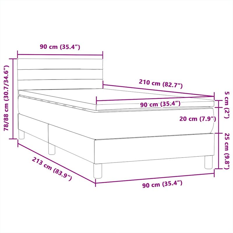 Casa si Gradina - Mobilier - Paturi si accesorii - Paturi - Pat box spring cu saltea, negru, 90x210 cm, catifea - Infinity.ro
