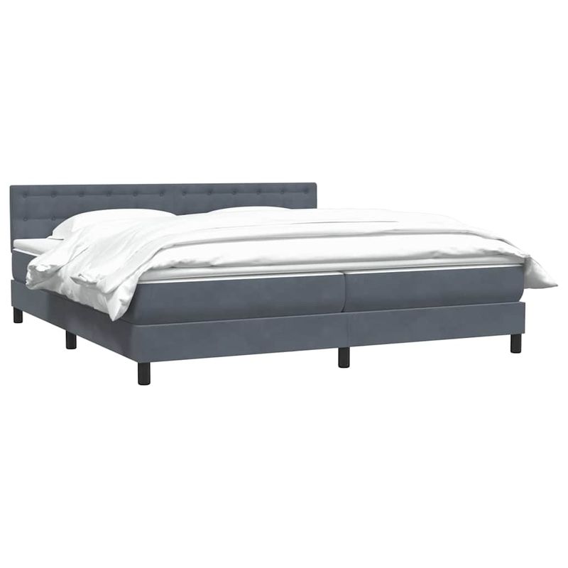 Casa si Gradina - Mobilier - Paturi si accesorii - Paturi - Pat box spring cu saltea, gri inchis, 180x220 cm, catifea - Infinity.ro