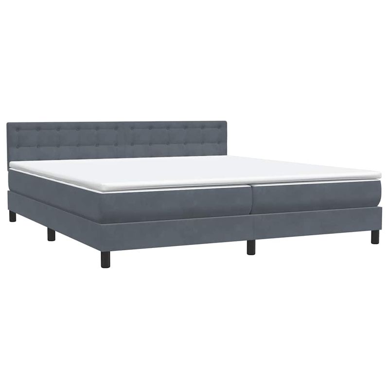 Casa si Gradina - Mobilier - Paturi si accesorii - Paturi - Pat box spring cu saltea, gri inchis, 180x220 cm, catifea - Infinity.ro