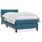 Casa si Gradina - Mobilier - Paturi si accesorii - Paturi - Pat box spring cu saltea, albastru inchis, 80x210 cm, catifea - Infinity.ro