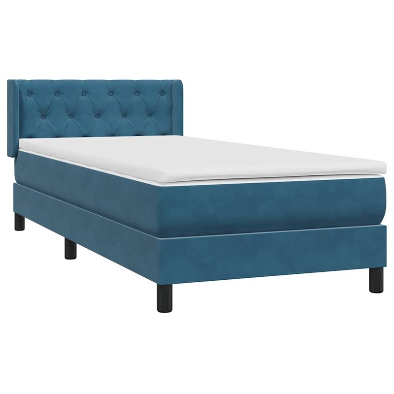 Casa si Gradina - Mobilier - Paturi si accesorii - Paturi - Pat box spring cu saltea, albastru inchis, 80x210 cm, catifea - Infinity.ro