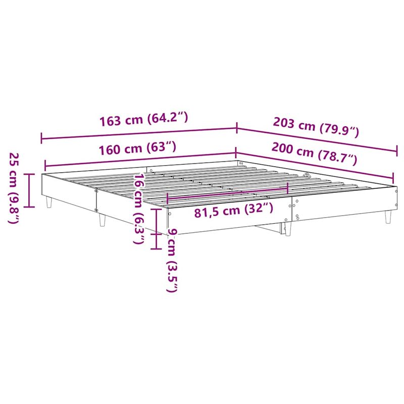 Casa si Gradina - Mobilier - Paturi si accesorii - Paturi - Cadru de pat fara saltea Lemn vechi 160x200cm Lemn prelucrat - Infinity.ro